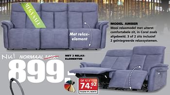 Aanbiedingen Model amber - Huismerk - Seats and Sofas - Geldig van 11/09/2017 tot 16/09/2017 bij Seats and Sofas