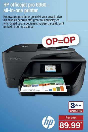 Aanbiedingen Hp officejet pro 6960 all-in-one printer - HP - Geldig van 11/09/2017 tot 16/09/2017 bij Aldi