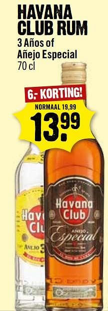 Aanbiedingen Havana club rum - Havana club - Geldig van 10/09/2017 tot 16/09/2017 bij Dirk III