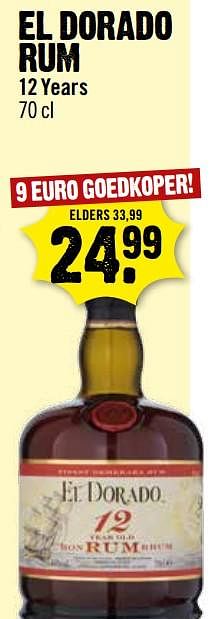 Aanbiedingen El dorado rum 12 years - Eldorado - Geldig van 10/09/2017 tot 16/09/2017 bij Dirk III