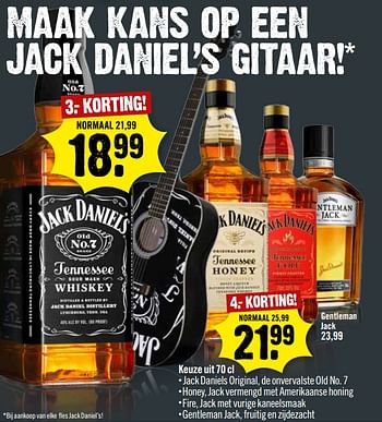Aanbiedingen Jack daniel`s original, de onvervalste old no. 7 - Jack Daniel's - Geldig van 10/09/2017 tot 16/09/2017 bij Dirk III