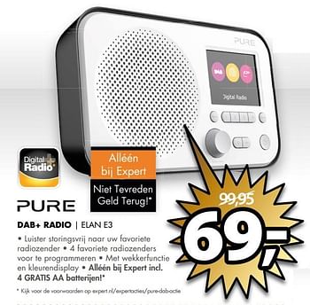Aanbiedingen Pure dab+ radio elan e3 - Pure - Geldig van 10/09/2017 tot 17/09/2017 bij Expert