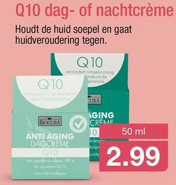 Aanbiedingen Qio dag- of nachtcrème - Biocura - Geldig van 11/09/2017 tot 16/09/2017 bij Aldi