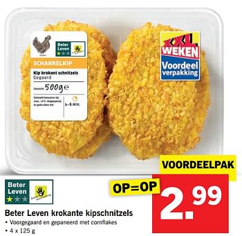Aanbiedingen Beter leven krokante kipschnitzels - Huismerk - Lidl - Geldig van 11/09/2017 tot 17/09/2017 bij Lidl