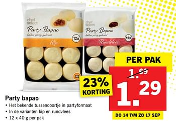 Aanbiedingen Party bapao - Huismerk - Lidl - Geldig van 11/09/2017 tot 17/09/2017 bij Lidl