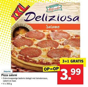 Aanbiedingen Pizza salami - Huismerk - Lidl - Geldig van 11/09/2017 tot 17/09/2017 bij Lidl