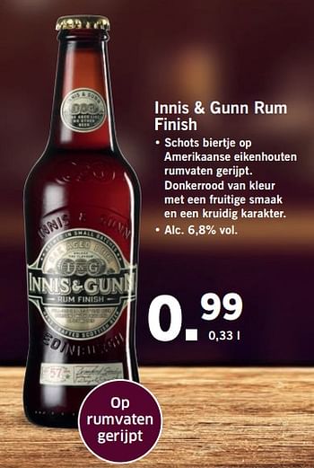 Aanbiedingen Innis + gunn rum finish - Innis &amp; Gunn - Geldig van 11/09/2017 tot 17/09/2017 bij Lidl