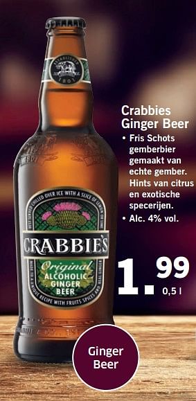 Aanbiedingen Crabbies ginger beer - Crabbie's - Geldig van 11/09/2017 tot 17/09/2017 bij Lidl