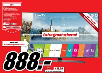 Aanbiedingen Lg 60uj634v 4k ultra hd smrt led-tv - LG - Geldig van 11/09/2017 tot 17/09/2017 bij Media Markt