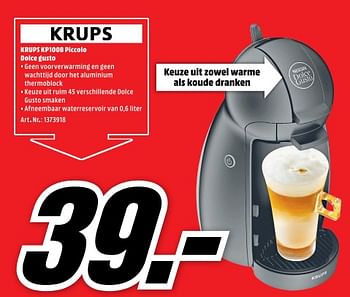 Aanbiedingen Krups kp100b piccolo dolce gusto - Krups - Geldig van 11/09/2017 tot 17/09/2017 bij Media Markt
