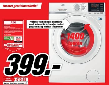 Aanbiedingen Aeg l6fb84gw wasmachine - AEG - Geldig van 11/09/2017 tot 17/09/2017 bij Media Markt