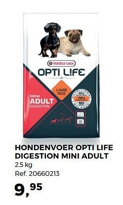 Aanbiedingen Hondenvoer opti life digestion mini adult - Versele-Laga - Geldig van 12/09/2017 tot 17/10/2017 bij Supra Bazar