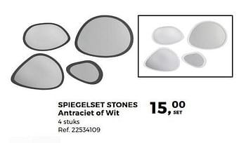 Aanbiedingen Spiegelset stones antraciet of wit - Huismerk - Supra Bazar - Geldig van 12/09/2017 tot 17/10/2017 bij Supra Bazar