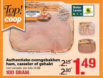 Aanbiedingen Authentieke ovengebakken ham, casseler of gehakt - Huismerk - Coop - Geldig van 11/09/2017 tot 17/09/2017 bij Coop
