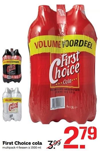 Aanbiedingen First choice cola - First choice - Geldig van 11/09/2017 tot 17/09/2017 bij Coop