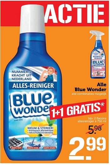 Aanbiedingen Alle blue wonder - Blue Wonder - Geldig van 11/09/2017 tot 17/09/2017 bij Coop
