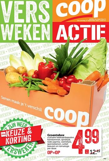Aanbiedingen Groentebox culinaire kookaardappelen - Huismerk - Coop - Geldig van 11/09/2017 tot 17/09/2017 bij Coop