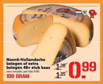 Aanbiedingen Noord-hollandsche belegen of extra belegen 48+ stuk kaas - Huismerk - Coop - Geldig van 11/09/2017 tot 17/09/2017 bij Coop