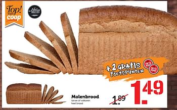 Aanbiedingen Molenbrood tarwe of volkoren heel brood - Molenbrood - Geldig van 11/09/2017 tot 17/09/2017 bij Coop