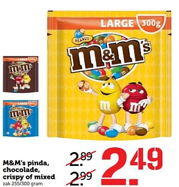 Aanbiedingen M+m`s pinda,chocolade, crispy of mixed - M&amp;M', s - Geldig van 11/09/2017 tot 17/09/2017 bij Coop
