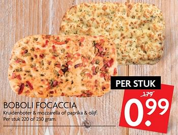Aanbiedingen Boboli focaccia kruidenboter + mozzarella of paprika + olijf - Boboli - Geldig van 14/09/2017 tot 17/09/2017 bij Deka Markt
