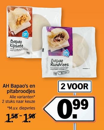 Aanbiedingen Ah bapao`s en pitabroodjes - Huismerk - Albert Heijn - Geldig van 11/09/2017 tot 17/09/2017 bij Albert Heijn