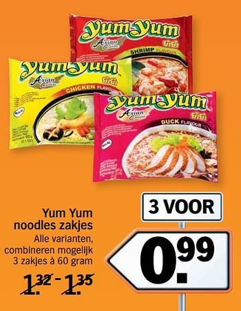 Aanbiedingen Yum yum noodles zakjes - Yum Yum - Geldig van 11/09/2017 tot 17/09/2017 bij Albert Heijn