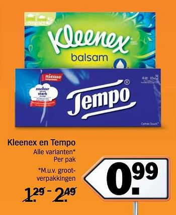 Aanbiedingen Kleenex en tempo - Huismerk - Albert Heijn - Geldig van 11/09/2017 tot 17/09/2017 bij Albert Heijn