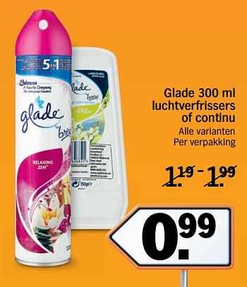 Aanbiedingen Glade luchtverfrissers of continu - Glade - Geldig van 11/09/2017 tot 17/09/2017 bij Albert Heijn