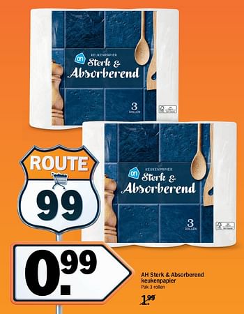 Aanbiedingen Ah sterk + absorberend keukenpapier - Huismerk - Albert Heijn - Geldig van 11/09/2017 tot 17/09/2017 bij Albert Heijn