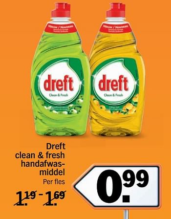 Aanbiedingen Dreft clean + fresh handafwasmiddel - Dreft - Geldig van 11/09/2017 tot 17/09/2017 bij Albert Heijn