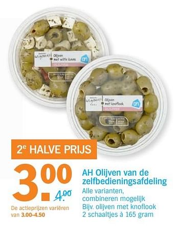 Aanbiedingen Ah olijven van de zelfbedieningsafdeling - Huismerk - Albert Heijn - Geldig van 11/09/2017 tot 17/09/2017 bij Albert Heijn