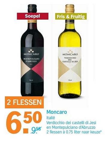 Aanbiedingen Moncaro italië - Rode wijnen - Geldig van 11/09/2017 tot 17/09/2017 bij Albert Heijn