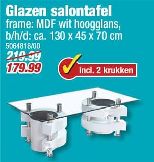 Aanbiedingen Glazen salontafel - Huismerk - Poco - Geldig van 11/09/2017 tot 17/09/2017 bij Poco