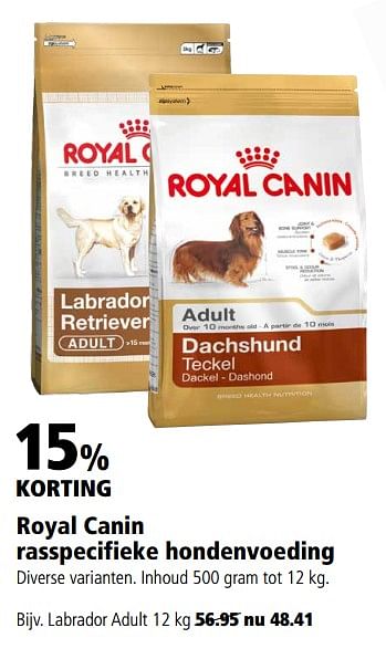 Aanbiedingen Royal canin rasspecifieke hondenvoeding - Royal Canin - Geldig van 11/09/2017 tot 24/09/2017 bij Welkoop