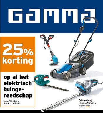 Aanbiedingen Gamma heggenschaar type hs-710ml-2 - Huismerk - Gamma - Geldig van 11/09/2017 tot 17/09/2017 bij Gamma