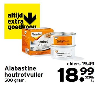 Aanbiedingen Alabastine houtrotvuller - Alabastine - Geldig van 11/09/2017 tot 17/09/2017 bij Gamma