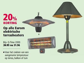 Aanbiedingen Eurom elektrische terrasheaters q-time 2000 - Eurom - Geldig van 11/09/2017 tot 24/09/2017 bij Welkoop