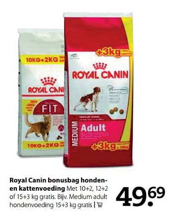 Aanbiedingen Royal canin bonusbag hondenen kattenvoeding - Royal Canin - Geldig van 11/09/2017 tot 24/09/2017 bij Boerenbond