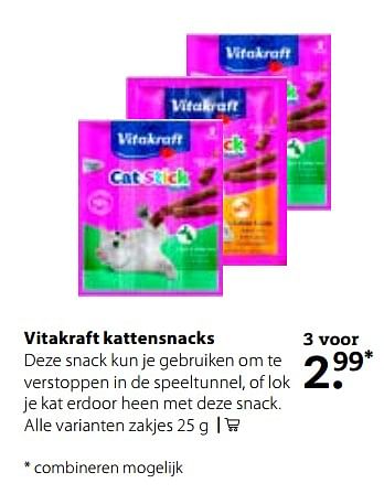 Aanbiedingen Vitakraft kattensnacks - Vitakraft - Geldig van 11/09/2017 tot 24/09/2017 bij Pets Place