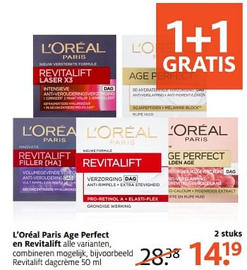 Aanbiedingen L`oréal paris age perfect revitalift dagcrème - L'Oreal Paris - Geldig van 11/09/2017 tot 24/09/2017 bij Etos