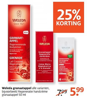 Aanbiedingen Weleda regeneratie handcrème granaatappel - Weleda - Geldig van 11/09/2017 tot 24/09/2017 bij Etos