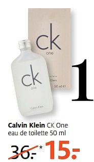 Aanbiedingen Calvin klein ck one eau de toilette 50 ml - Calvin Klein - Geldig van 11/09/2017 tot 24/09/2017 bij Etos