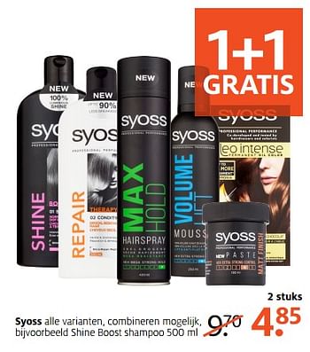 Aanbiedingen Syoss shine boost shampoo - Syoss - Geldig van 11/09/2017 tot 24/09/2017 bij Etos