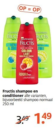 Aanbiedingen Fructis shampoo normaal - Garnier - Geldig van 11/09/2017 tot 24/09/2017 bij Etos