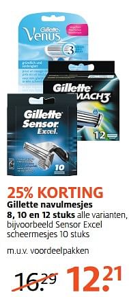 Aanbiedingen Gillette sensor excel scheermesjes - Gillette - Geldig van 11/09/2017 tot 24/09/2017 bij Etos