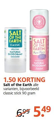 Aanbiedingen Salt of the earth classic stick - Salt of the Earth - Geldig van 11/09/2017 tot 24/09/2017 bij Etos
