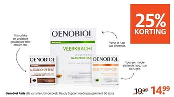 Aanbiedingen Oenobiol paris beauty support voedingssupplement - Oenobiol - Geldig van 11/09/2017 tot 24/09/2017 bij Etos