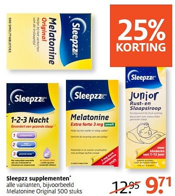 Aanbiedingen Sleepzz melatonine original - Sleepzz - Geldig van 11/09/2017 tot 24/09/2017 bij Etos