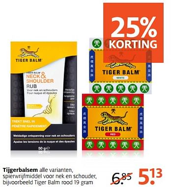 Aanbiedingen Tiger balm rood - Tiger Balm - Geldig van 11/09/2017 tot 24/09/2017 bij Etos